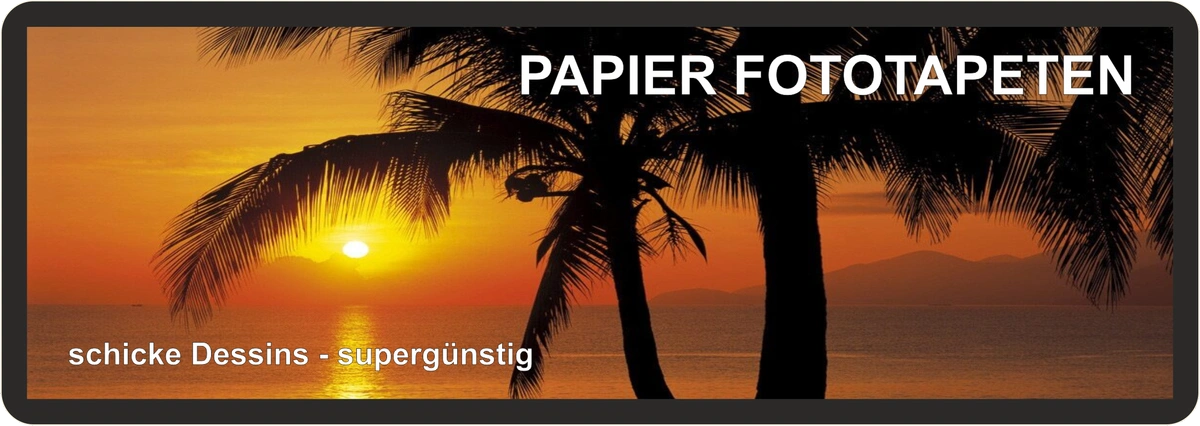 „Papier Fototapete Komar – tropischer Sonnenuntergang mit Palmen, günstige Abverkaufsware“